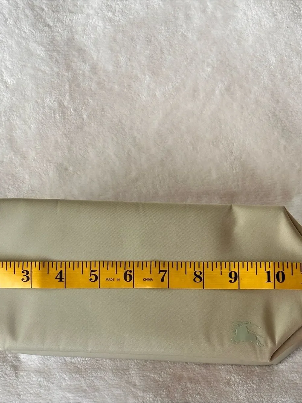 Beige Cosmetic Bag Wristlet Travel Makeup Pouch Zip Closure Minimalist